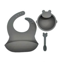 Silicone Baby Dinner Set With Bowl Bib Spoon